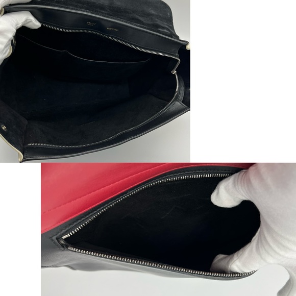 Authentic Celine tricolours Calfskin leather medium Trapeze handbag - Picture 12 of 16